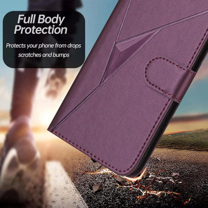 For OnePlus 11 Triangle Pattern Buckle Clasp Leather Phone Case(Dark Purple) - OnePlus Cases by buy2fix | Online Shopping UK | buy2fix