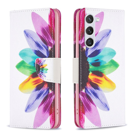 For Samsung Galaxy S25 5G Colored Drawing Pattern Leather Phone Case(Sun Flower) - Galaxy S25 5G Cases by buy2fix | Online Shopping UK | buy2fix