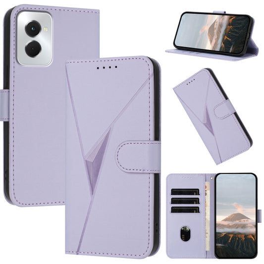 For Motorola Moto G Power 2024 Triangle Pattern Buckle Clasp Leather Phone Case(Light Purple) - Motorola Cases by buy2fix | Online Shopping UK | buy2fix