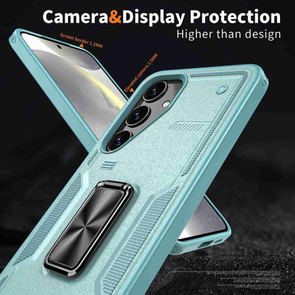 For Samsung Galaxy S25 5G Ring Holder PC Hybrid TPU Phone Case(Blue) - Galaxy S25 5G Cases by buy2fix | Online Shopping UK | buy2fix