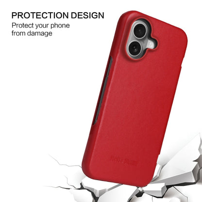 For iPhone 16 Plus Fierre Shann Top Layer Cowhide Business Magnetic Leather Phone Case(Red) - iPhone 16 Plus Cases by FIERRE SHANN | Online Shopping UK | buy2fix