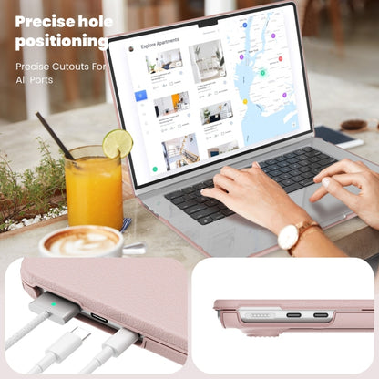 For MacBook Air 15.3 inch A3114 / A2941 Business Magnetic Holder PC + PU Laptop Protective Case(Pink) - MacBook Air Cases by buy2fix | Online Shopping UK | buy2fix