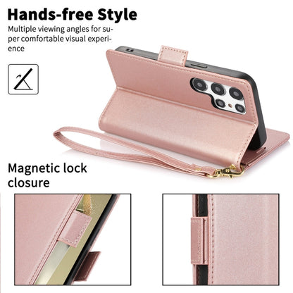 For Samsung Galaxy S25 Ultra 5G Side Buckle RFID Anti-theft Leather Phone Case(Rose Gold) - Galaxy S25 Ultra 5G Cases by buy2fix | Online Shopping UK | buy2fix