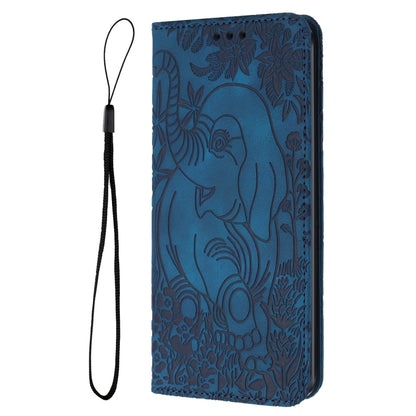 For Samsung Galaxy S25 Ultra 5G Retro Elephant Embossed Leather Phone Case(Blue) - Galaxy S25 Ultra 5G Cases by buy2fix | Online Shopping UK | buy2fix