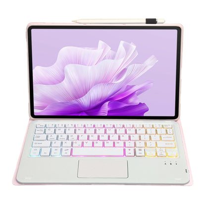 For Honor Pad X9 / X8 Pro 11.5 AH15-AS Ultra-thin Detachable Backlight Bluetooth Keyboard Leather Tablet Case with Touchpad(Pink White) - Others Keyboard by buy2fix | Online Shopping UK | buy2fix