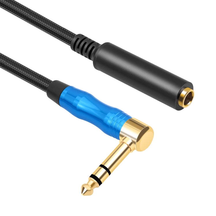 6.35mm 1/4 TRS Male Stereo Elbow to Female Electric Guitar Audio Cable, Length:0.3m(Black Blue) - Microphone Audio Cable & Connector by buy2fix | Online Shopping UK | buy2fix