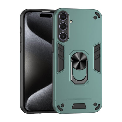 For Samsung Galaxy S25+ 5G Shockproof Metal Ring Holder Phone Case(Green) - Galaxy S25+ 5G Cases by buy2fix | Online Shopping UK | buy2fix