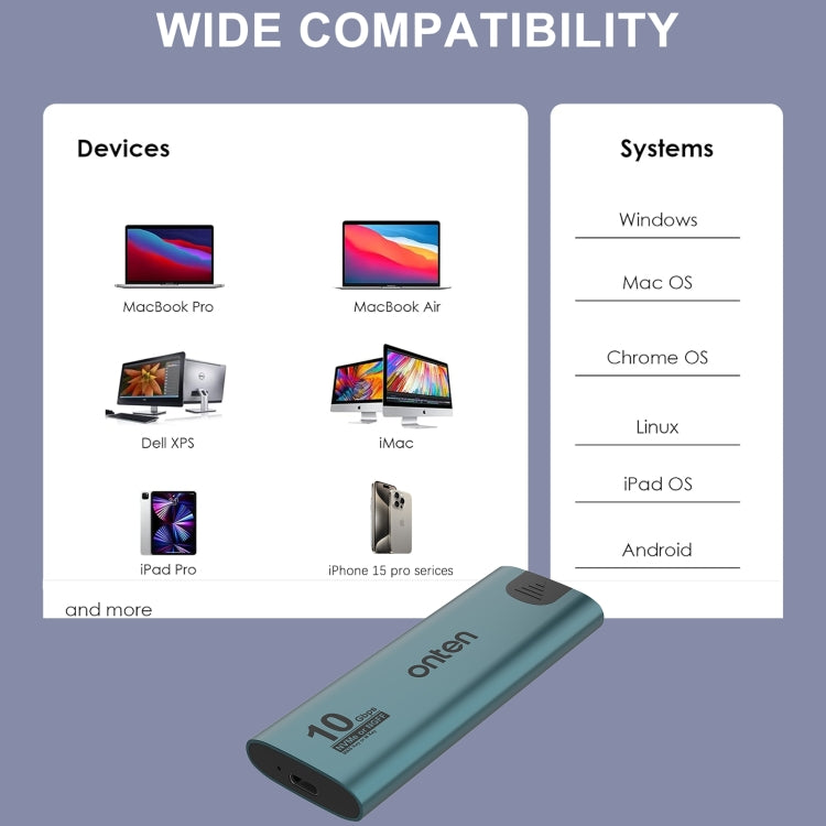 Onten UCA322+ 10Gbps M.2 M-key NVMe NGFF SSD Enclosure - Solid State Drives by Onten | Online Shopping UK | buy2fix