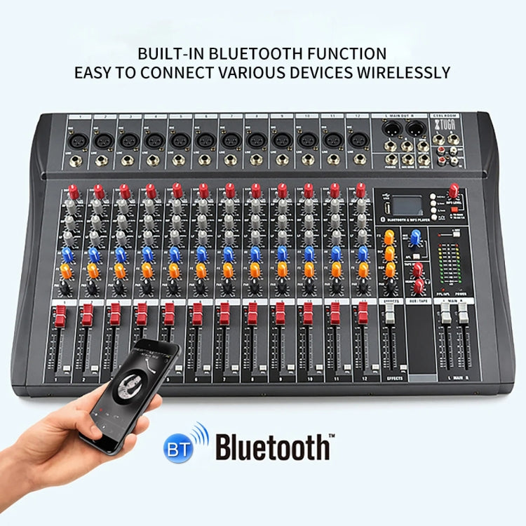 XTUGA CT120X 12-Channels Audio Mixer DJ Mixing Console with 48V Power Supply(AU Plug) - Live Sound Effects Processors by XTUGA | Online Shopping UK | buy2fix