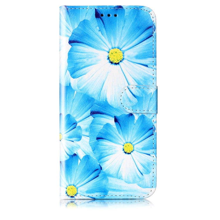 For OnePlus 13 Colored Drawing Marble Pattern Leather Phone Case(Blue Flower) - OnePlus Cases by buy2fix | Online Shopping UK | buy2fix