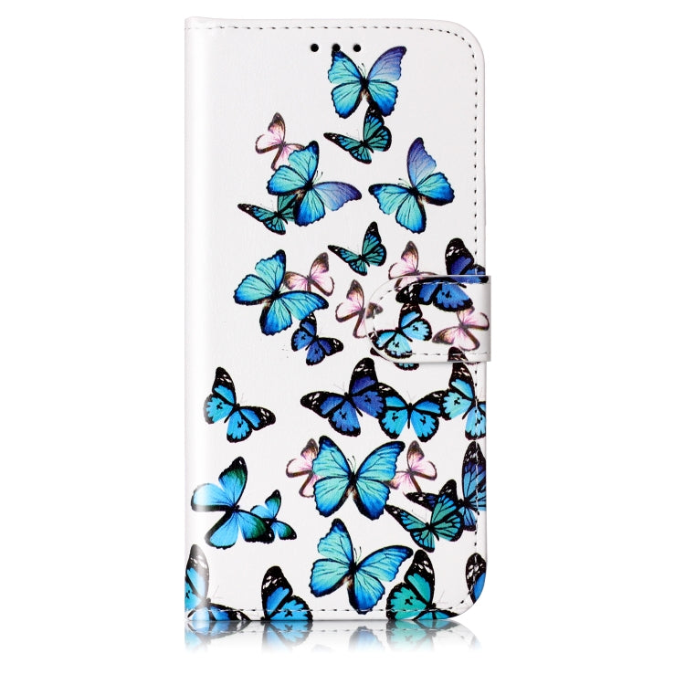 For OnePlus 13 Colored Drawing Marble Pattern Leather Phone Case(Little Blue Butterflies) - OnePlus Cases by buy2fix | Online Shopping UK | buy2fix