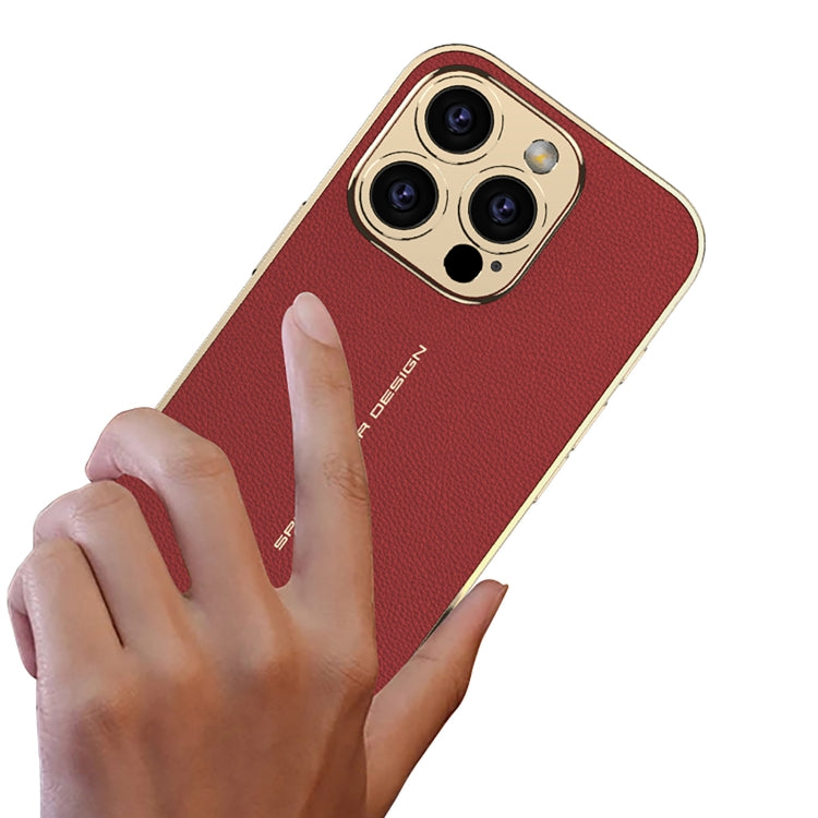 For iPhone 16 Pro Max GKK Plated Plain Leather Shockproof Phone Case(Red) - iPhone 16 Pro Max Cases by GKK | Online Shopping UK | buy2fix