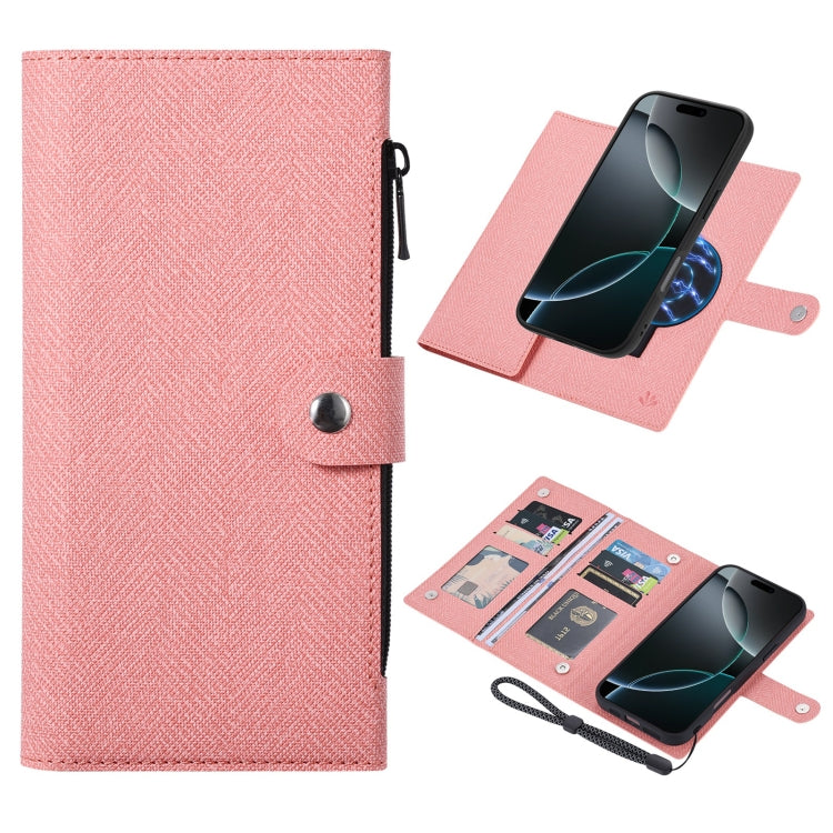 For iPhone 16 Pro Max ViLi GBS Series MagSafe Magnetic RFID Leather Flip Phone Case(Pink) - iPhone 16 Pro Max Cases by ViLi | Online Shopping UK | buy2fix