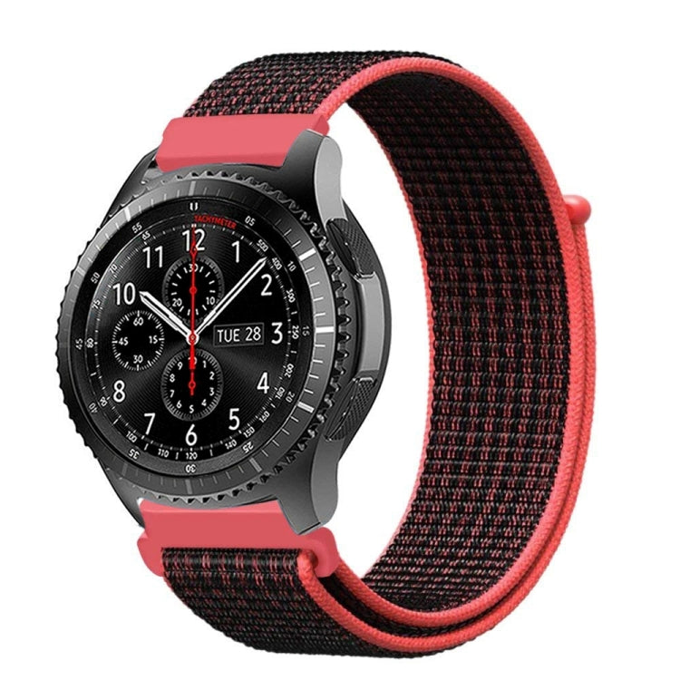 For Samsung Galaxy Watch 42mm Nylon Braided Watch Band(Red Black) - Watch Bands by buy2fix | Online Shopping UK | buy2fix