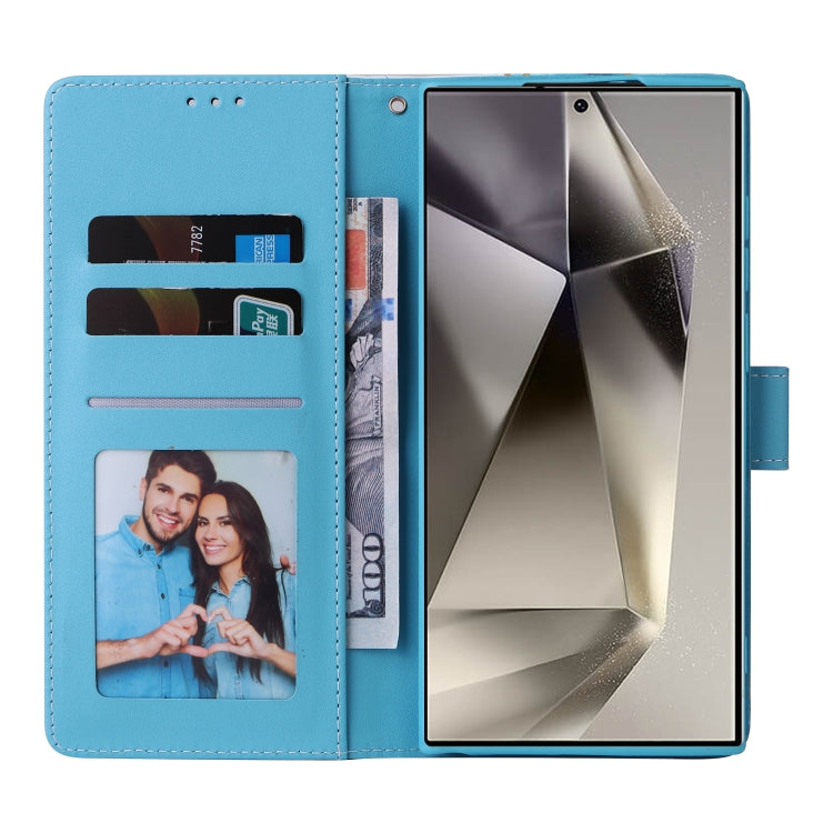 For Samsung Galaxy S25 Ultra 5G Marble Bronzing Stitching Leather Phone Case(Blue) - Galaxy S25 Ultra 5G Cases by buy2fix | Online Shopping UK | buy2fix