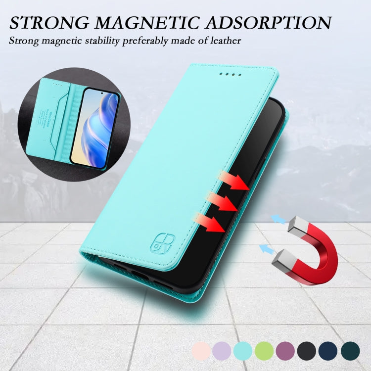 For Samsung Galaxy S24+ / S25+ 5G RC01 Dual-Folded Magnetic Suction RFID Leather Phone Case(Mint Green) - Galaxy S25+ 5G Cases by buy2fix | Online Shopping UK | buy2fix