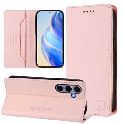 For Samsung Galaxy S24+ / S25+ 5G RC01 Dual-Folded Magnetic Suction RFID Leather Phone Case(Pink) - Galaxy S25+ 5G Cases by buy2fix | Online Shopping UK | buy2fix