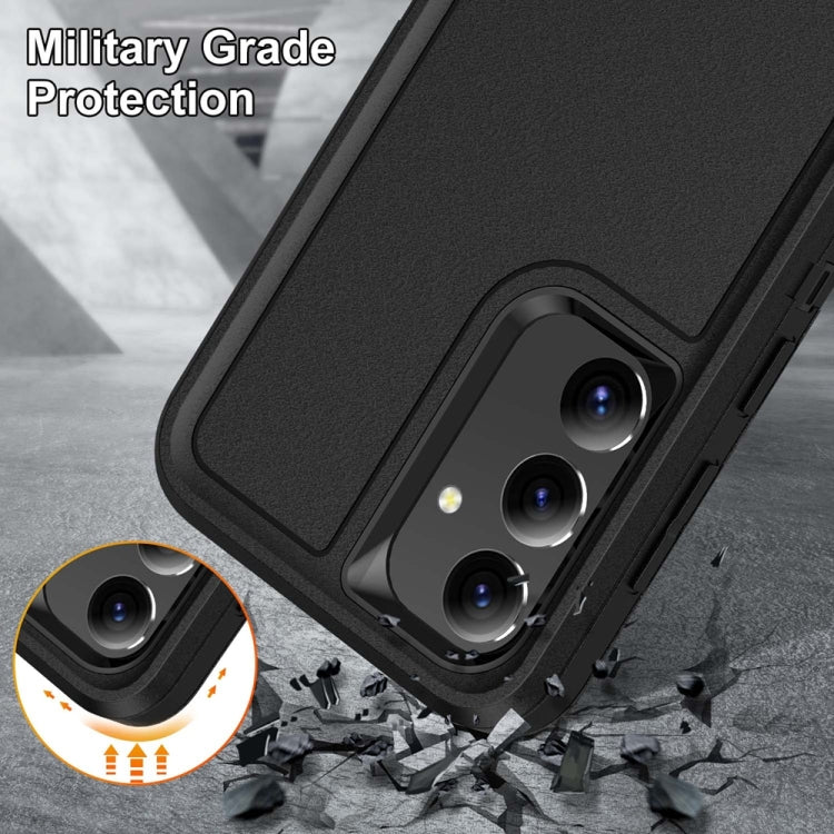 For Samsung Galaxy S24 / S25 5G Rugged PC Hybrid Silicone Phone Case with Holder(Black) - Galaxy S25 5G Cases by buy2fix | Online Shopping UK | buy2fix