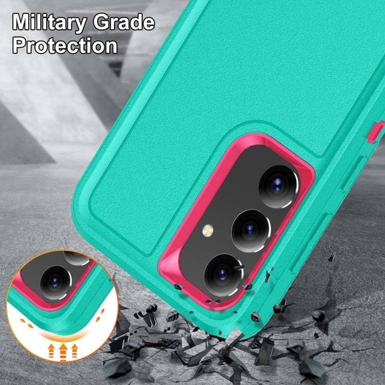 For Samsung Galaxy S24+ / S25+ 5G Rugged PC Hybrid Silicone Phone Case with Holder(Light Green+Rose Red) - Galaxy S25+ 5G Cases by buy2fix | Online Shopping UK | buy2fix