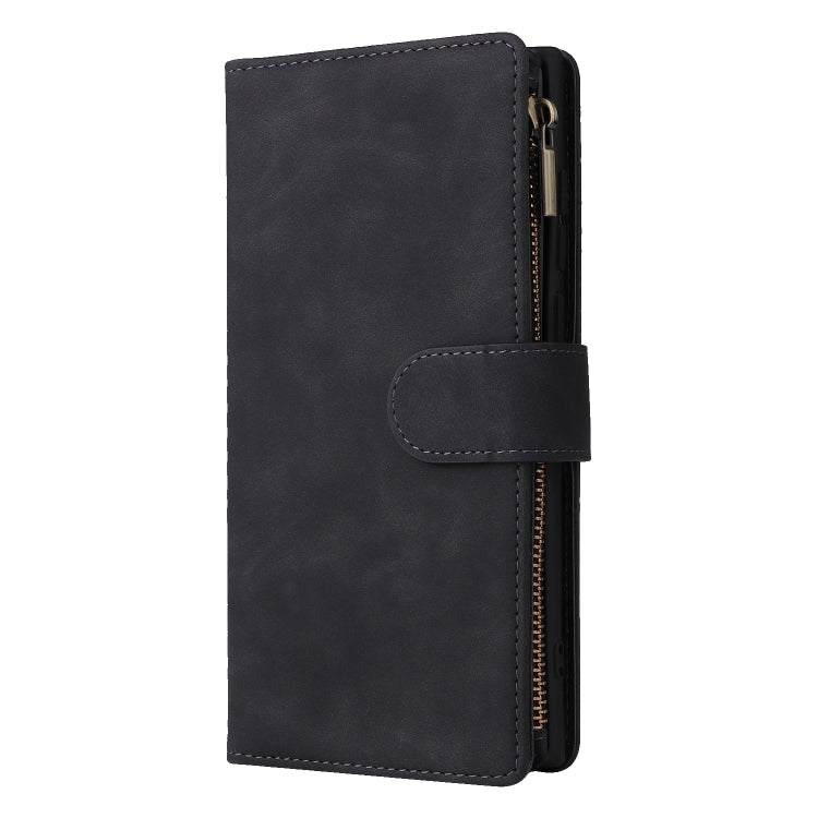 For Samsung Galaxy S25 Ultra 5G Multifunctional Frosted Zipper Wallet Leather Phone Case(Black) - Galaxy S25 Ultra 5G Cases by buy2fix | Online Shopping UK | buy2fix