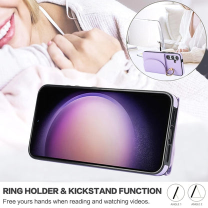 For Samsung Galaxy S25 5G Ring Holder Card Bag Skin Feel Phone Case(Purple) - Galaxy S25 5G Cases by buy2fix | Online Shopping UK | buy2fix