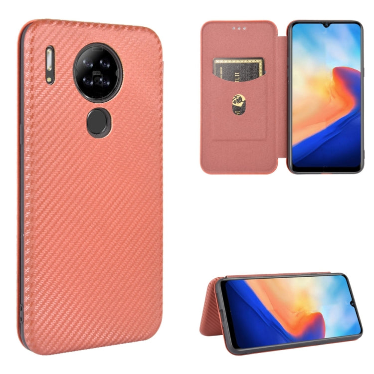 For Blackview A80 Carbon Fiber Texture Horizontal Flip TPU + PC + PU Leather Case with Card Slot(Brown) - More Brand by buy2fix | Online Shopping UK | buy2fix