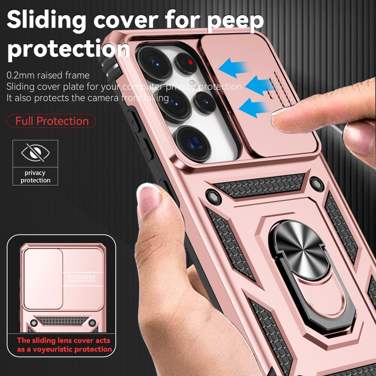 For Samsung Galaxy S25 Ultra 5G Sliding Camshield Holder Phone Case(Rose Gold) - Galaxy S25 Ultra 5G Cases by buy2fix | Online Shopping UK | buy2fix