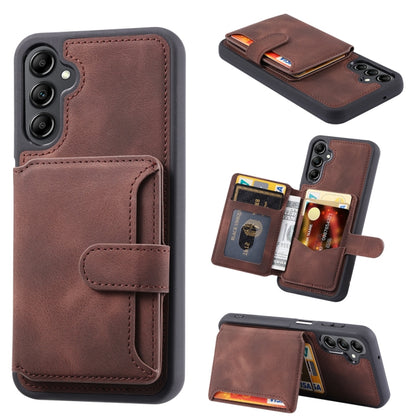 For Samsung Galaxy S25 5G Skin Feel Dream RFID Anti-theft PU Card Bag Phone Case(Coffee) - Galaxy S25 5G Cases by buy2fix | Online Shopping UK | buy2fix