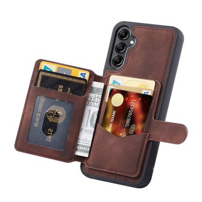 For Samsung Galaxy S25 5G Skin Feel Dream RFID Anti-theft PU Card Bag Phone Case(Coffee) - Galaxy S25 5G Cases by buy2fix | Online Shopping UK | buy2fix