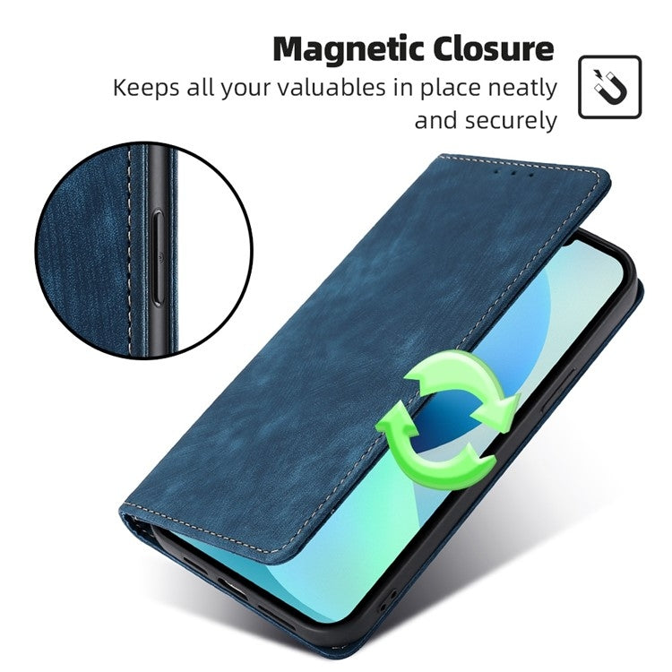 For Samsung Galaxy S25 Ultra 5G RFID Anti-theft Brush Magnetic Leather Phone Case(Blue) - Galaxy S25 Ultra 5G Cases by buy2fix | Online Shopping UK | buy2fix