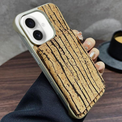 For iPhone 16 Denior D24 Paint MagSafe Card Slot Phone Case(Yellow Wood Grain) - iPhone 16 Cases by Denior | Online Shopping UK | buy2fix