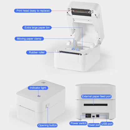 HPRT D35 Bluetooth Version Express Electronic Waybill Printer, Plug:UK Plug(White) - Printer by buy2fix | Online Shopping UK | buy2fix