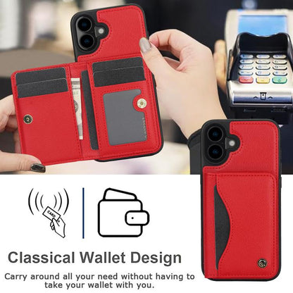 For iPhone 16 AwQuer Horizontal Flip Card Bag Holder Leather Phone Case(Red) - iPhone 16 Cases by Awquer | Online Shopping UK | buy2fix