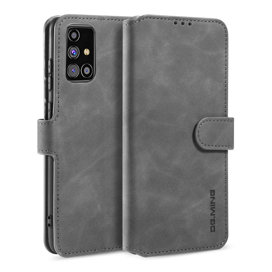 For Samsung Galaxy M31s DG.MING Retro Oil Side Horizontal Flip Case with Holder & Card Slots & Wallet(Grey) - Galaxy Phone Cases by DG.MING | Online Shopping UK | buy2fix