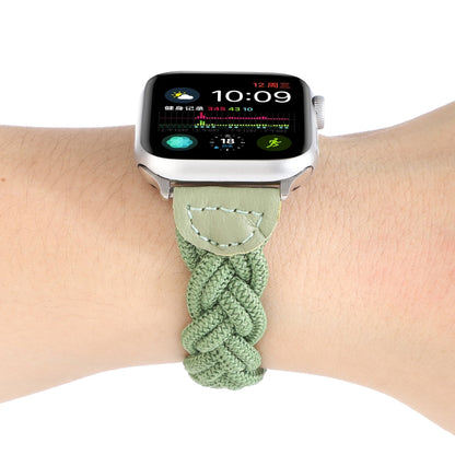 Elastic Woven Watch Band For Apple Watch Ultra 49mm&Watch Ultra 2 49mm / Series 9&8&7 45mm / SE 3&SE 2&6&SE&5&4 44mm / 3&2&1 42mm, Length:120mm(Green) - Watch Bands by buy2fix | Online Shopping UK | buy2fix