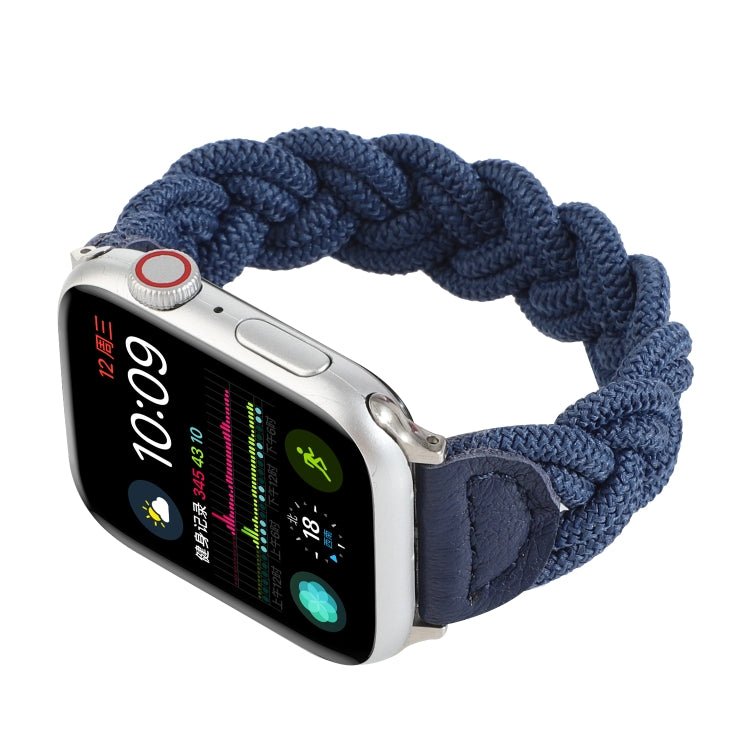 Elastic Woven Watch Band For Apple Watch Ultra 49mm&Watch Ultra 2 49mm / Series 9&8&7 45mm / SE 3&SE 2&6&SE&5&4 44mm / 3&2&1 42mm, Length:120mm(Blue) - Watch Bands by buy2fix | Online Shopping UK | buy2fix