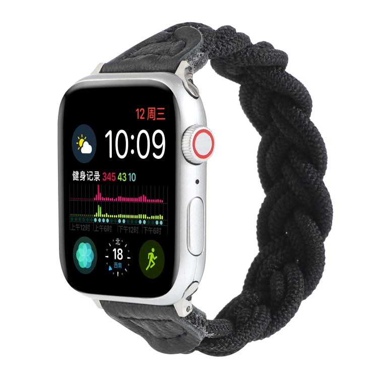 Elastic Woven Watch Band For Apple Watch Ultra 49mm&Watch Ultra 2 49mm / Series 9&8&7 45mm / SE 3&SE 2&6&SE&5&4 44mm / 3&2&1 42mm, Length:160mm(Black) - Watch Bands by buy2fix | Online Shopping UK | buy2fix