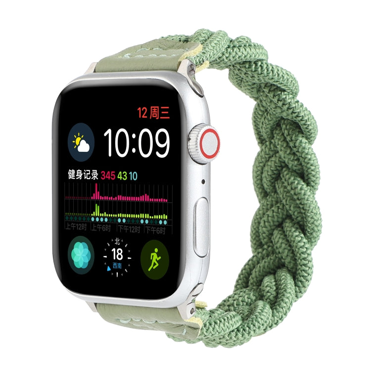 Elastic Woven Watch Band For Apple Watch Ultra 49mm&Watch Ultra 2 49mm / Series 9&8&7 45mm / SE 3&SE 2&6&SE&5&4 44mm / 3&2&1 42mm, Length:160mm(Green) - Watch Bands by buy2fix | Online Shopping UK | buy2fix