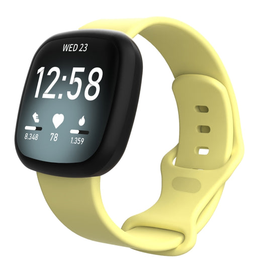 For Fitbit Versa 3 / Sense Silicone Watch Band, Size: S(Creamy Yellow) - Watch Bands by buy2fix | Online Shopping UK | buy2fix