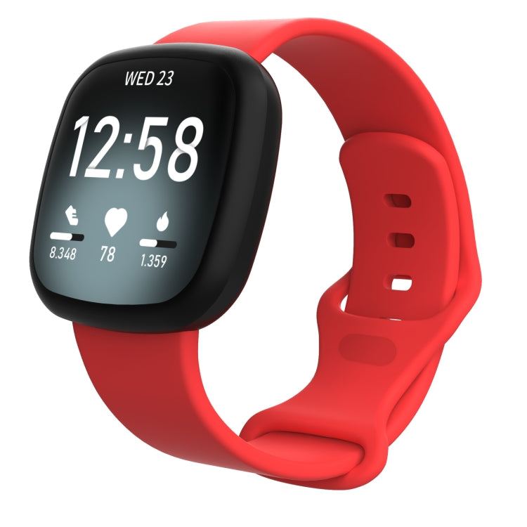 For Fitbit Versa 3 / Sense Silicone Watch Band, Size: S(Red) - Watch Bands by buy2fix | Online Shopping UK | buy2fix