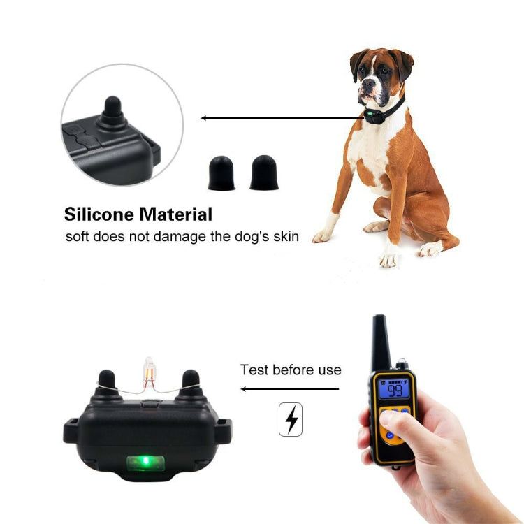 880-2 800 Yards Rechargeable Remote Control Collar Dog Training Device Anti Barking Device(Black+Orange) - Training Aids by buy2fix | Online Shopping UK | buy2fix