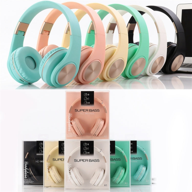 A1 Bluetooth 4.2 Candy Color Super Base Bluetooth Headphone, Support Music Play & Switching & Volume Control & Answer(Mint Green) - Headset & Headphone by buy2fix | Online Shopping UK | buy2fix