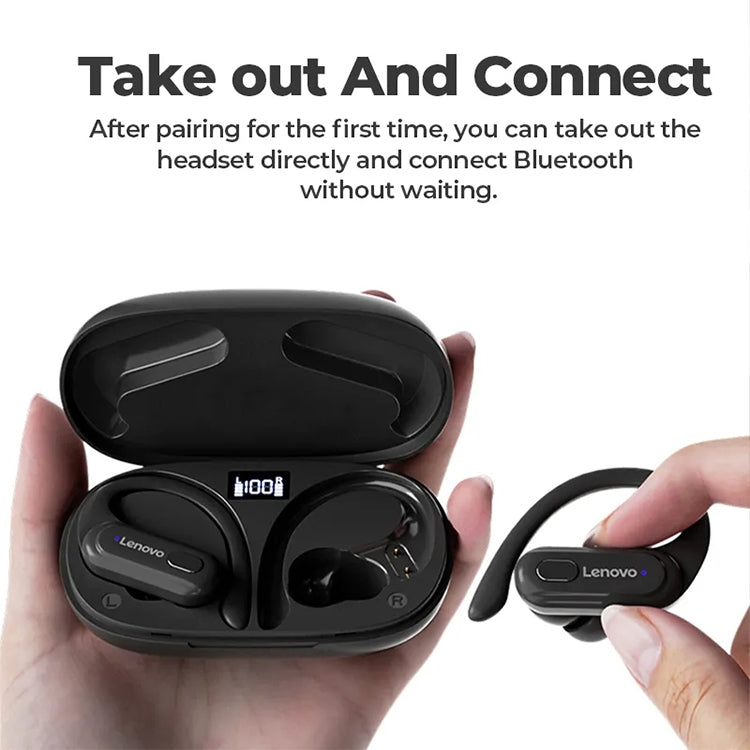 Lenovo XT60 Bluetooth 5.3 Ear-mounted Sports Wireless Bluetooth Earphone (White) - Bluetooth Earphone by Lenovo | Online Shopping UK | buy2fix
