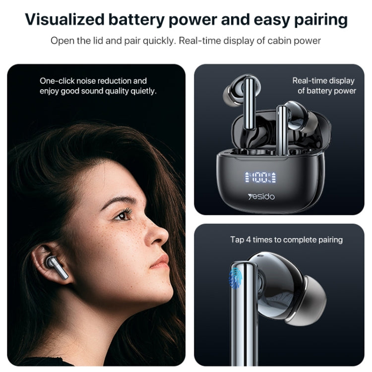 Yesido TWS23 Bluetooth 5.3 LED Digital Display TWS ANC Noise Reduction Wireless Bluetooth Earphone - TWS Earphone by Yesido | Online Shopping UK | buy2fix