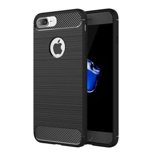 For iPhone 7 Plus Brushed Texture Fiber TPU Rugged Armor Protective Case(Black) - More iPhone Cases by buy2fix | Online Shopping UK | buy2fix