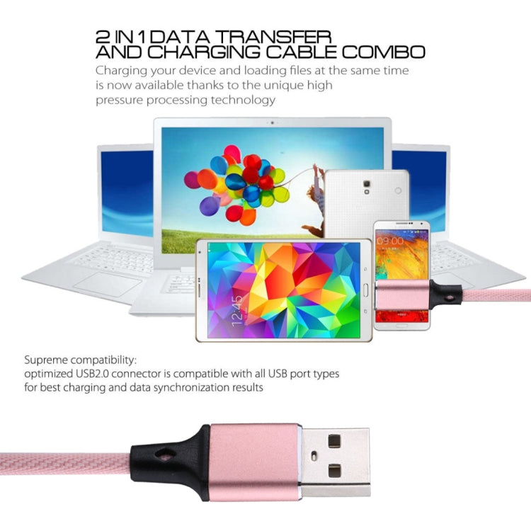 1m 2A USB to 8 Pin Nylon Weave Style Data Sync Charging Cable(Pink) - Normal Style Cable by buy2fix | Online Shopping UK | buy2fix