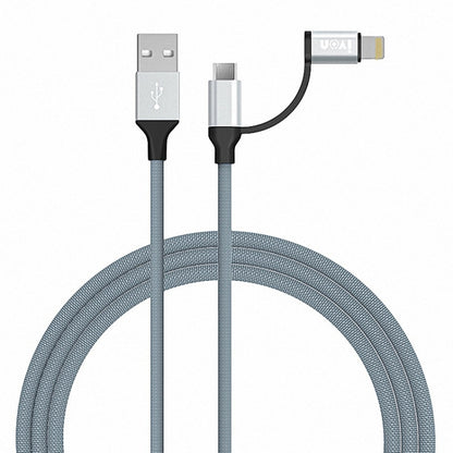 IVON CA51 2.4A USB to 8 Pin + Micro USB 2 in 1 Charging Sync Data Cable, Length: 1m(Silver) - 2 in 1 Cable by IVON | Online Shopping UK | buy2fix