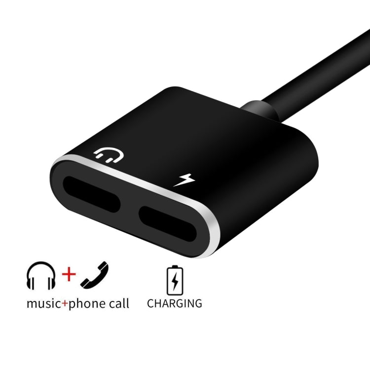 ENKAY Hat-prince HC-15 8 Pin + 3.5mm Jack to 8 Pin Charge Audio Adapter Cable, Support up to iOS 15.0(Black) - Earphone Adapter by ENKAY | Online Shopping UK | buy2fix