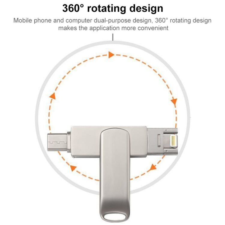 RQW-10X 3 in 1 USB 2.0 & 8 Pin & USB-C / Type-C 128GB Flash Drive, for iPhone & iPad & iPod & Most Android Smartphones & PC Computer - U Disk & Card Reader by buy2fix | Online Shopping UK | buy2fix