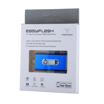 RQW-02 3 in 1 USB 2.0 & 8 Pin & Micro USB 32GB Flash Drive(Blue) - U Disk & Card Reader by buy2fix | Online Shopping UK | buy2fix